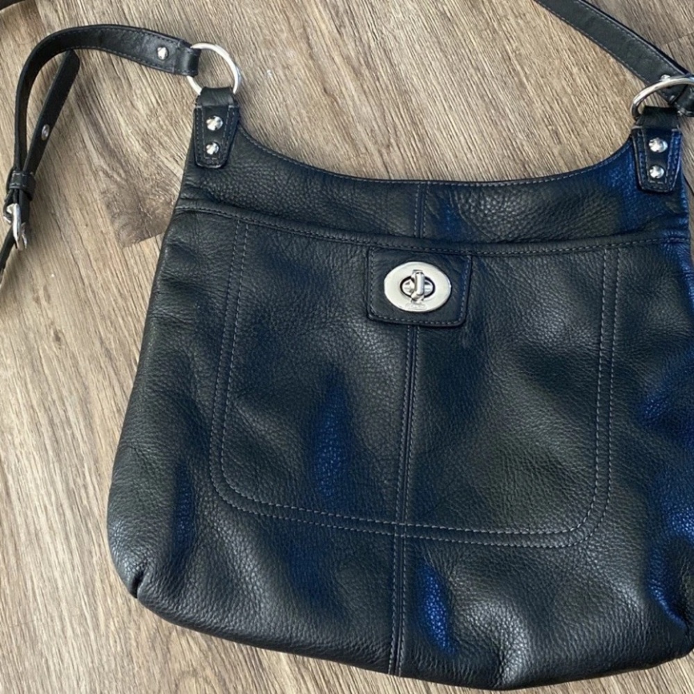 Classic Black Leather Shoulder Bag